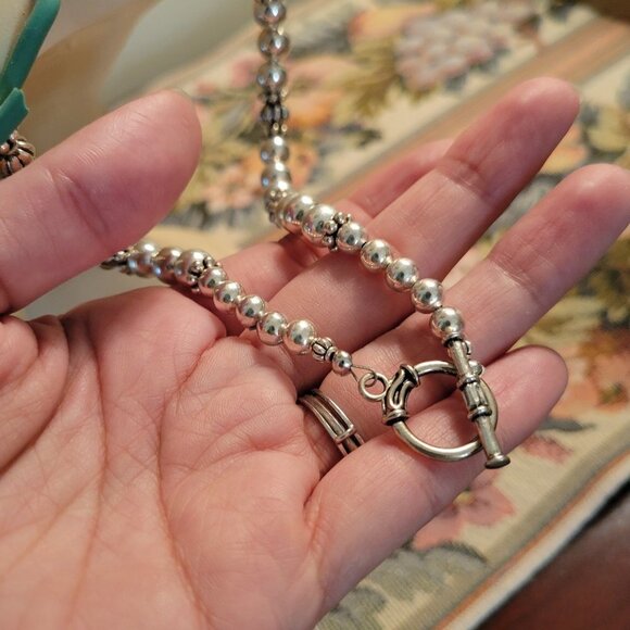 Handmade red heart and silver necklace - 24" - Picture 3 of 4